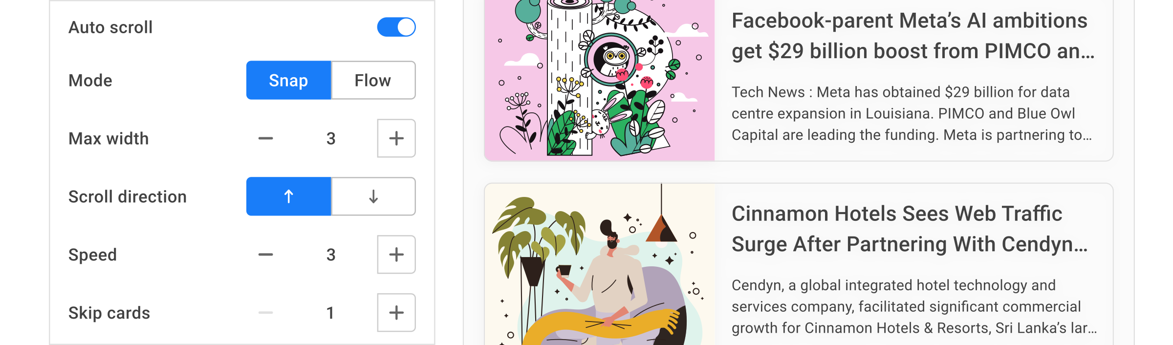 Scorrimento automatico e controllo del flusso